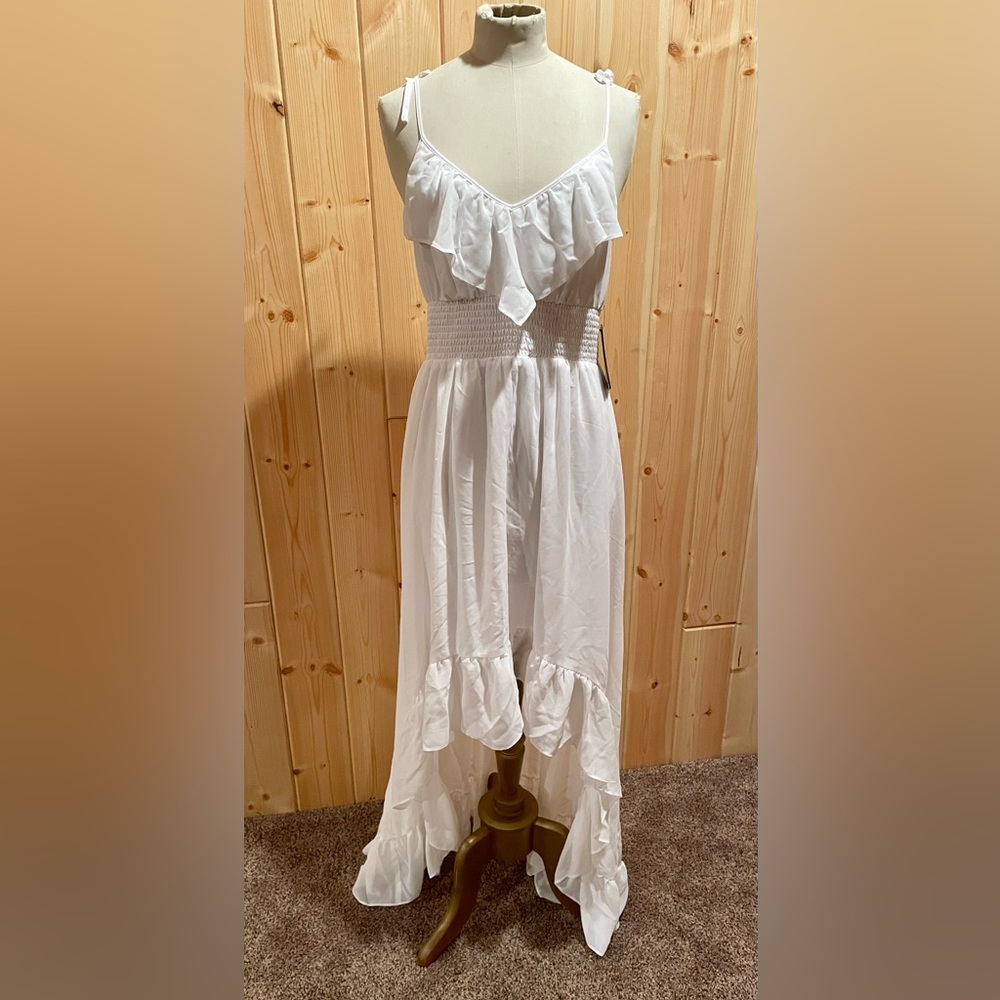 Guess White Sundress Dress High Low Casual Beach Wedding Party Small NWT